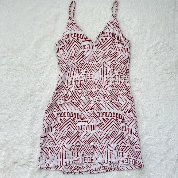 Forever 21 Contemporary Geometric Print Mini Dress Women’s XS Linen Blend Casual - Picture 8 of 9